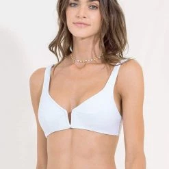 Maaji White Cotton Victory V Wire Bralette Bikini Top Swim