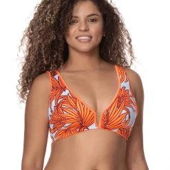 Maaji Papaya Orange Victory D Cup Bralette Bikini Top