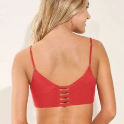 Maaji Red Camellia Praia Sporty Bralette Bikini Top Swim