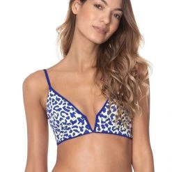 Maaji Azure Blue Parade Long Line Triangle Bikini Top Swim