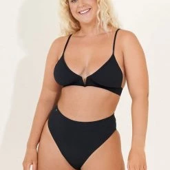 Maaji Black Orchid Parade Long Line Triangle Bikini Top