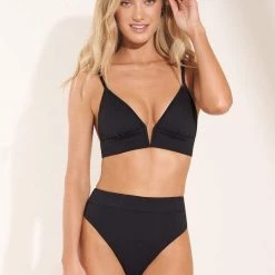 Maaji Black Orchid Parade Long Line Triangle Bikini Top