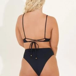 Maaji Black Orchid Parade Long Line Triangle Bikini Top