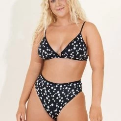 Maaji Black Orchid Parade Long Line Triangle Bikini Top