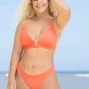 Maaji Popsicle Orange Parade Long Line Triangle Bikini Top Swim