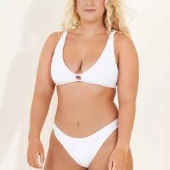 Maaji Simply White Colette Fixed Triangle Bikini Top Swim