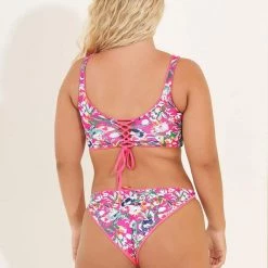 Maaji Fuchsia Dianthus Flirt Thin Side Bikini Bottom Swim