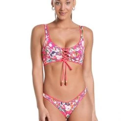 Maaji Fuchsia Dianthus Flirt Thin Side Bikini Bottom Swim