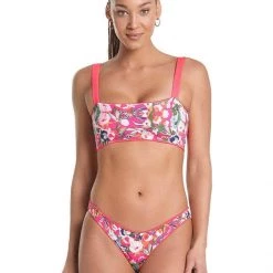 Maaji Fuchsia Dianthus Danzel Lace Up Bralette Bikini Top