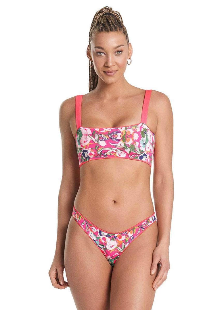 Maaji Fuchsia Dianthus Danzel Lace Up Bralette Bikini Top