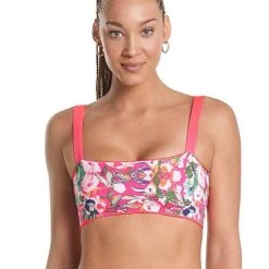Maaji Fuchsia Dianthus Danzel Lace Up Bralette Bikini Top