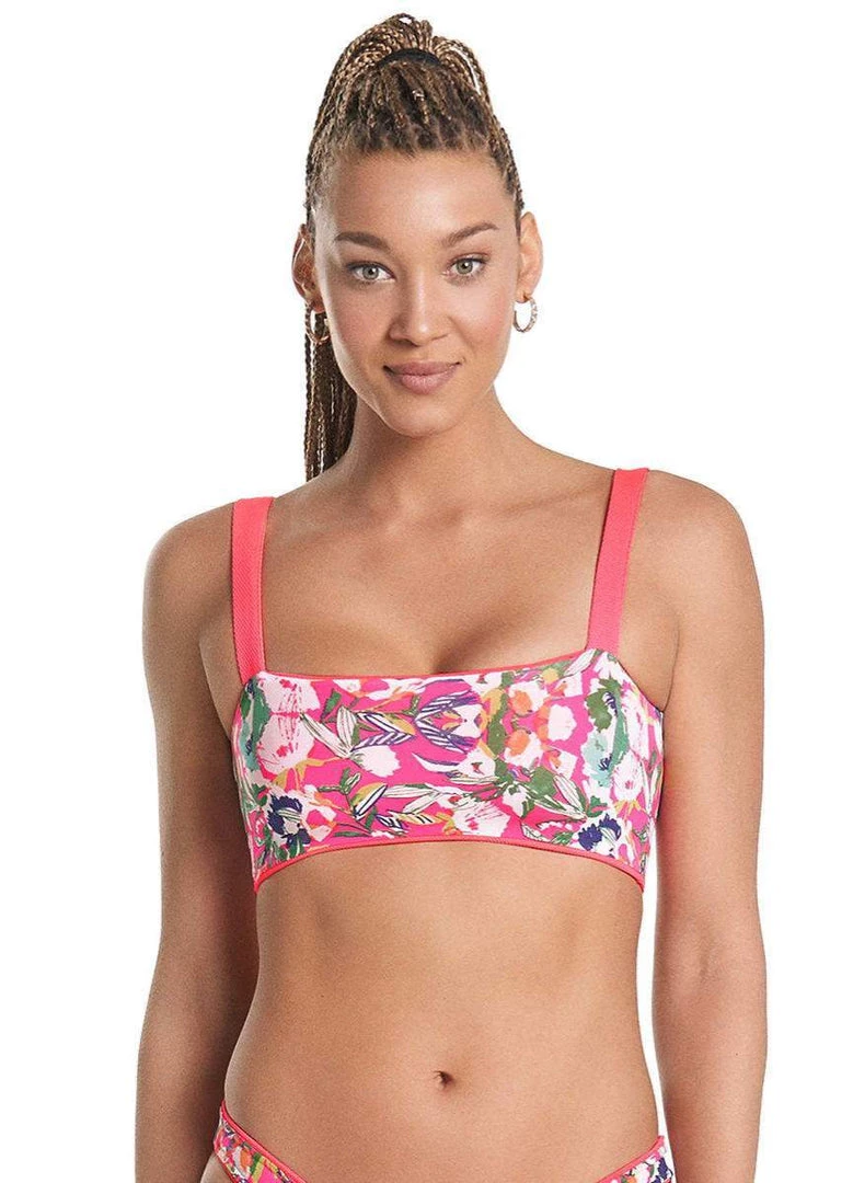 Maaji Fuchsia Dianthus Danzel Lace Up Bralette Bikini Top