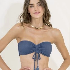 Maaji Blue Lagoon Bandy Strapless Bandeau Bikini Top Swim