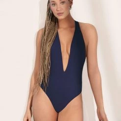 Maaji Indigo Blue Tiky Plunge One Piece