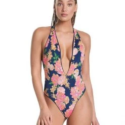 Maaji Indigo Blue Tiky Plunge One Piece