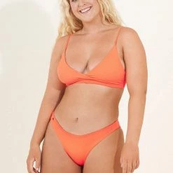 Swim Maaji Orange Poppy Criss Cross Long Line Triangle Bikini Top
