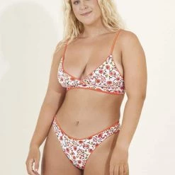 Swim Maaji Orange Poppy Criss Cross Long Line Triangle Bikini Top