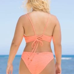 Maaji Peach Melba Criss Cross Long Line Triangle Bikini Top