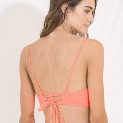 Maaji Peach Melba Criss Cross Long Line Triangle Bikini Top