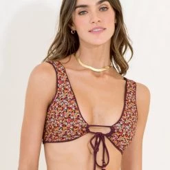 Swim Maaji Pinot Red Banana Sporty Bralette Bikini Top