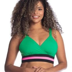 Swim Maaji Grass Green Criss Cross D Cup Bralette Bikini Top