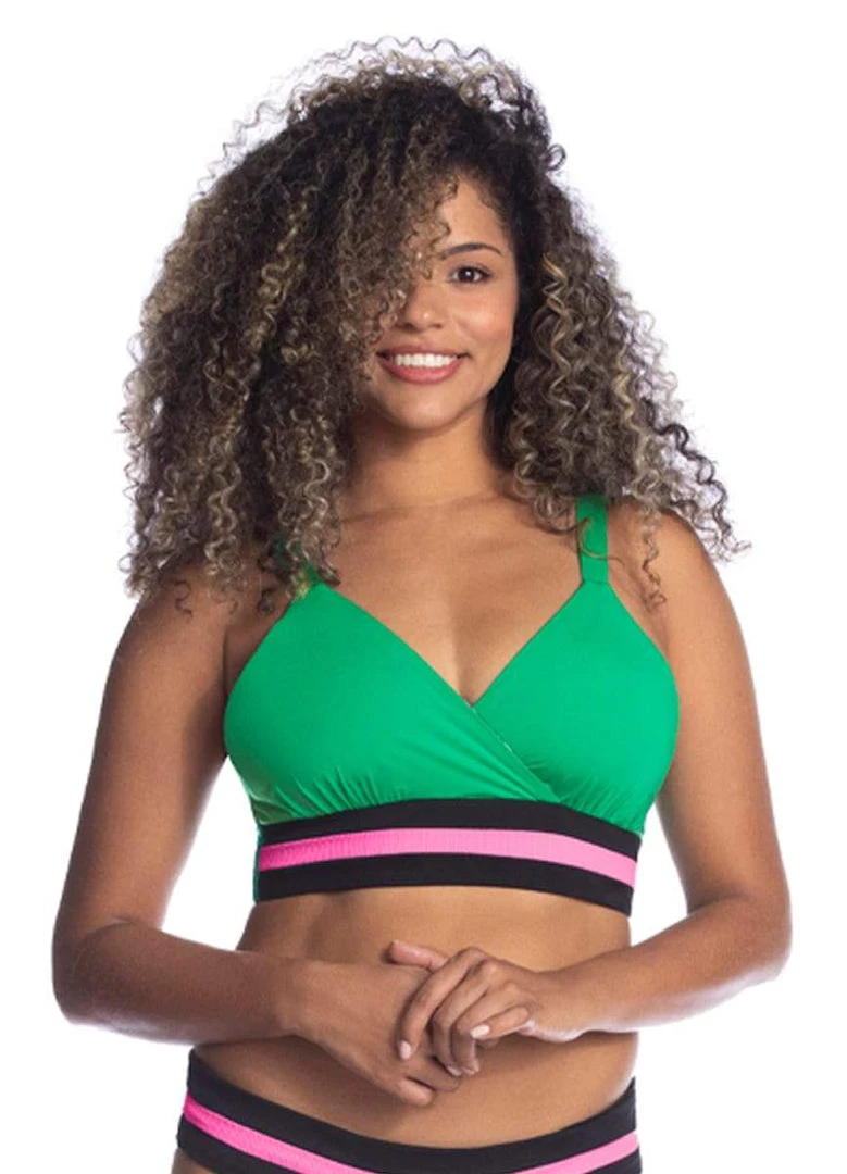 Swim Maaji Grass Green Criss Cross D Cup Bralette Bikini Top