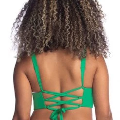 Swim Maaji Grass Green Criss Cross D Cup Bralette Bikini Top