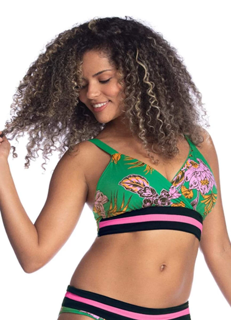 Swim Maaji Grass Green Criss Cross D Cup Bralette Bikini Top