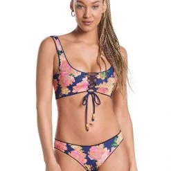 Swim Maaji Indigo Blue Guinea Sporty Bralette Bikini Top