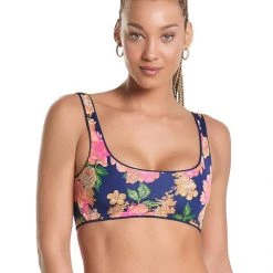 Swim Maaji Indigo Blue Guinea Sporty Bralette Bikini Top