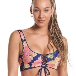 Swim Maaji Indigo Blue Guinea Sporty Bralette Bikini Top