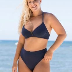Maaji Blue Spruce Suzy Q High Rise/High Leg Bikini Bottom Swim