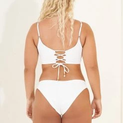 Maaji White Windflower Ceci Sporty Bralette Bikini Top