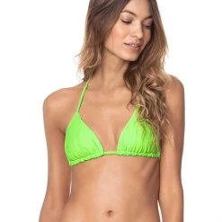 Maaji Limeade Green Edge Sliding Triangle Bikini Top Swim