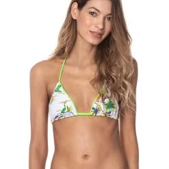 Maaji Limeade Green Edge Sliding Triangle Bikini Top Swim