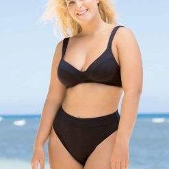 Swim Maaji Black Tulip Suzy Q High Rise/High Leg Bikini Bottom