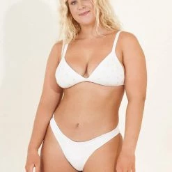 Maaji White Windflower Hyacinth Fixed Triangle Bikini Top Swim