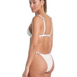 Maaji White Windflower Lolita High Rise/High Leg Bikini Bottom