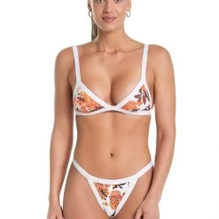 Maaji White Windflower Lolita High Rise/High Leg Bikini Bottom