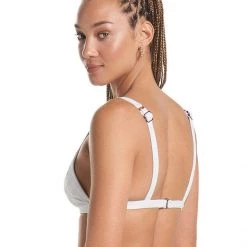 Maaji White Windflower Hyacinth Fixed Triangle Bikini Top Swim