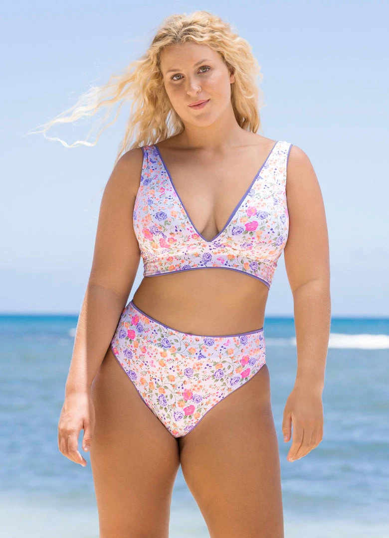 Maaji Periwinkle Paradise Long Line Triangle Bikini Top Swim