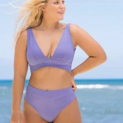 Maaji Periwinkle Suzy Q High Rise/High Leg Bikini Bottom Swim