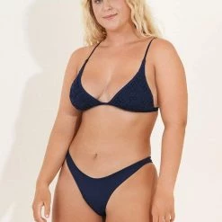 Maaji Indigo Blue Splendour High Leg Bikini Bottom Swim