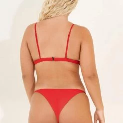 Maaji Red Camellia Ivy Fixed Triangle Bikini Top