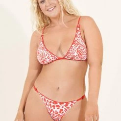 Maaji Red Camellia Ivy Fixed Triangle Bikini Top