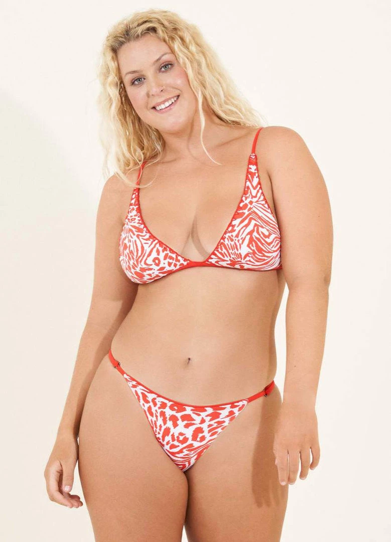 Maaji Red Camellia Ivy Fixed Triangle Bikini Top