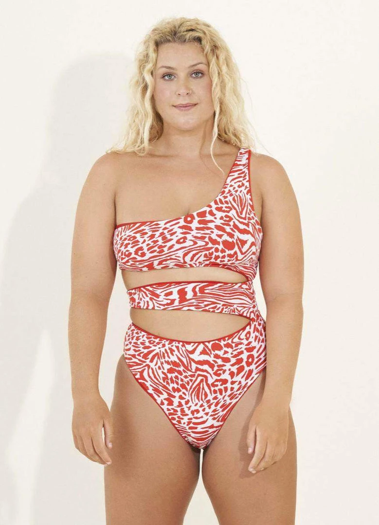 Maaji Red Camellia Stunning Cut Out One Piece Swim
