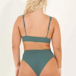 Maaji Eucalyptus Green Suzy Q High Rise/High Leg Bikini Bottom Swim