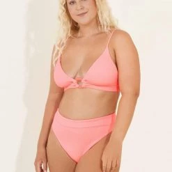 Maaji Coral Peony Shine Long Line Triangle Bikini Top Swim