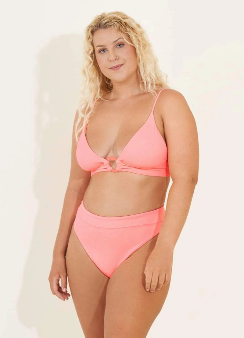 Maaji Coral Peony Shine Long Line Triangle Bikini Top Swim